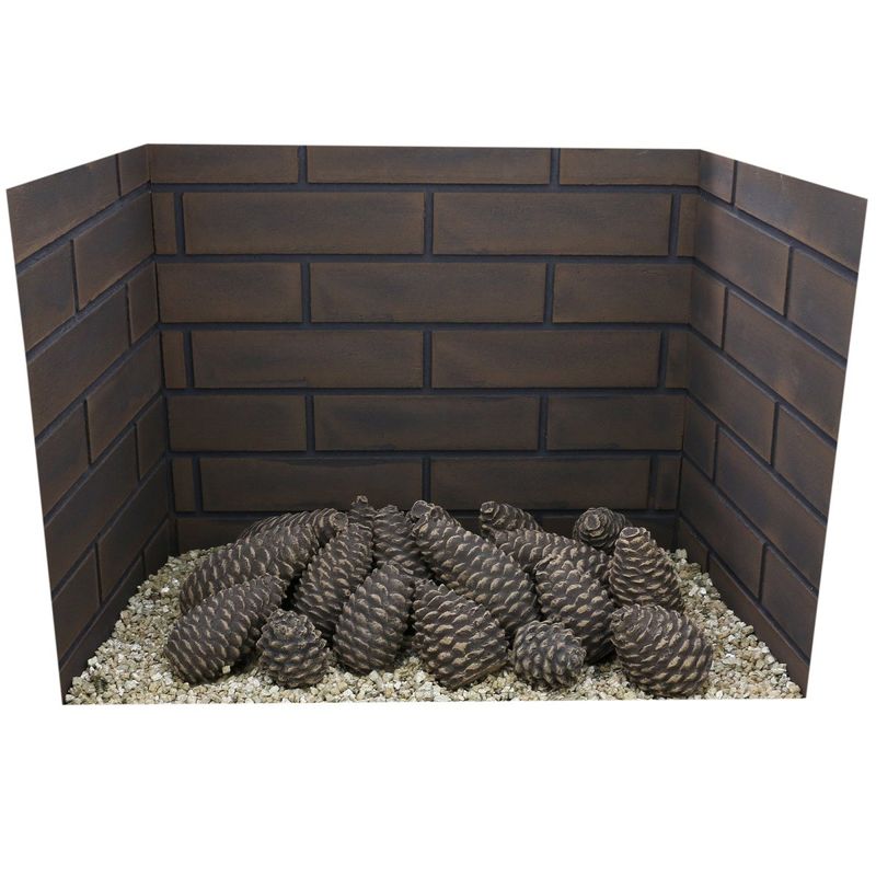 Heat Proof Gas Fireplace Accessories 3 Pieces  Fireplace Replacement Panels With Pine Cone Decoration